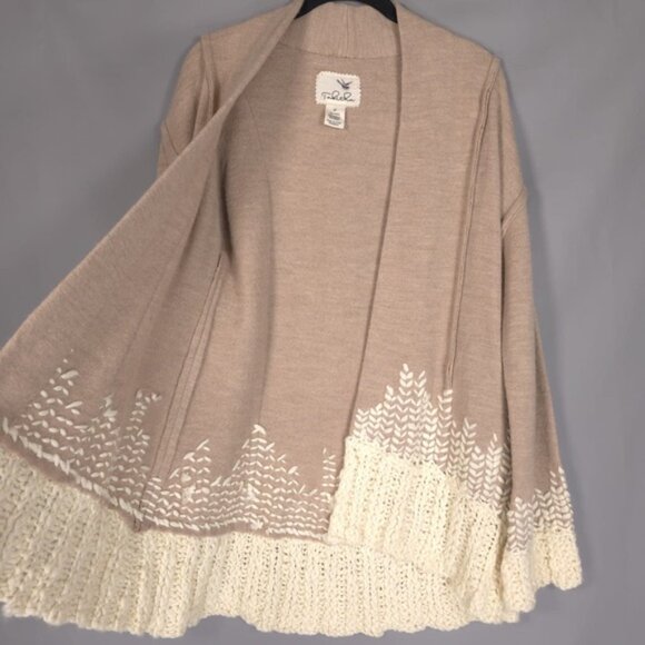 Anthropologie TABITHA Women’s 100% WOOL Rising Snowdrop Cardigan Sweater MEDIUM - Picture 4 of 10